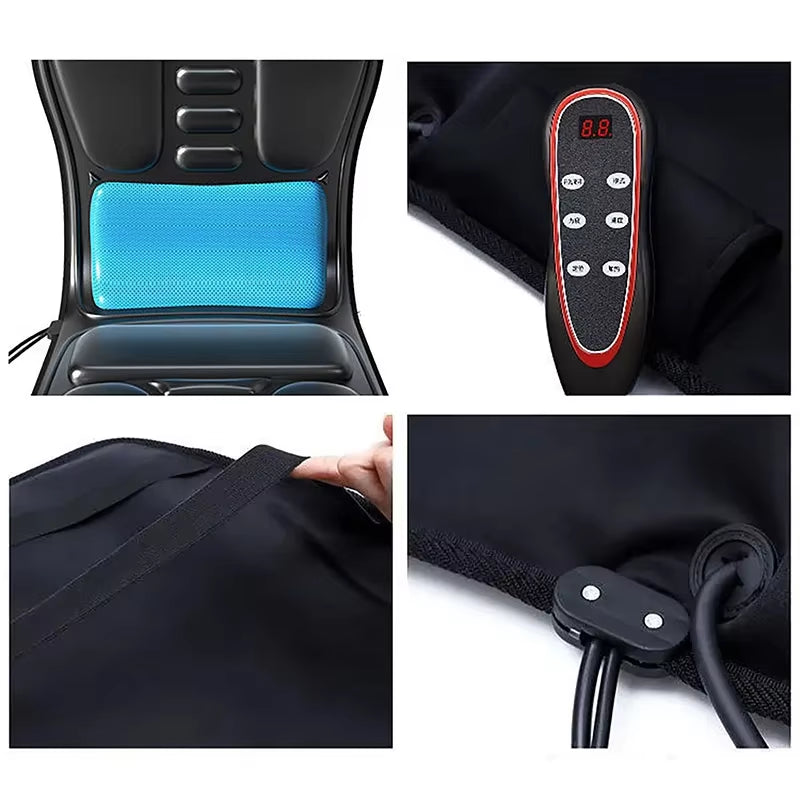 2025 Winter Car Electric Heated Massage Cushion Adjustable and Detachable Full Body Massage Leather Seat for Home, Car, Office