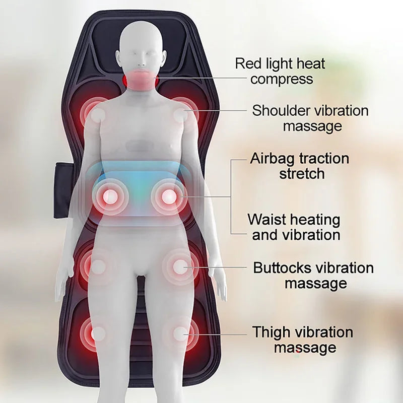 2025 Winter Car Electric Heated Massage Cushion Adjustable and Detachable Full Body Massage Leather Seat for Home, Car, Office