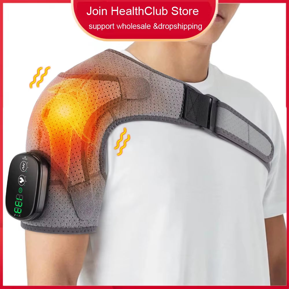 Electric Shoulder Massager 3 Levels Heating Vibration Massage Belt Shoulder Brace Wrap Pad Rechargeable