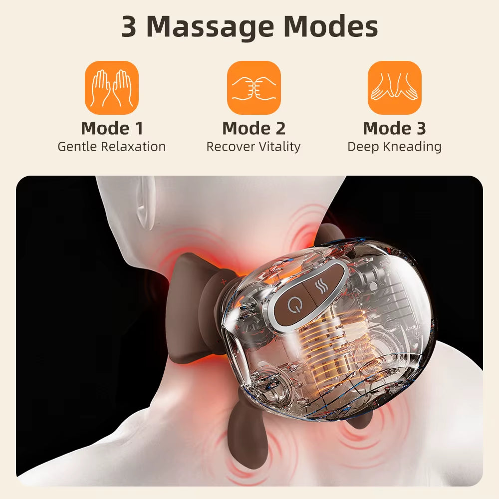 Electric Neck and Shoulder Massager Bionic Heated Cervical Neck Massager Simulated Hand Kneading Cervical Back Massage Pillow