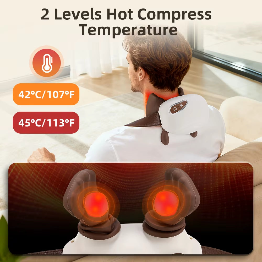 Electric Neck and Shoulder Massager Bionic Heated Cervical Neck Massager Simulated Hand Kneading Cervical Back Massage Pillow