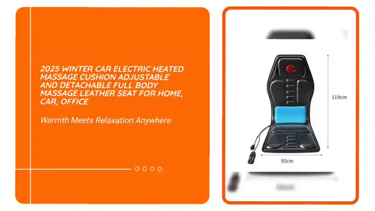 2025 Winter Car Electric Heated Massage Cushion Adjustable and Detachable Full Body Massage Leather Seat for Home, Car, Office by@Outfy