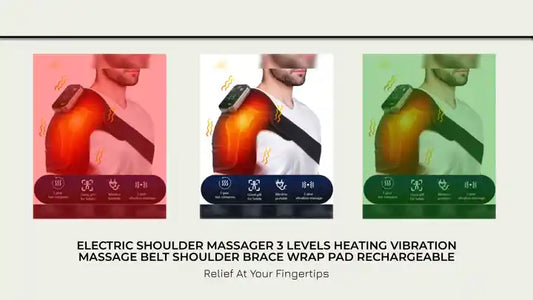 Electric Shoulder Massager 3 Levels Heating Vibration Massage Belt Shoulder Brace Wrap Pad Rechargeable by@Outfy